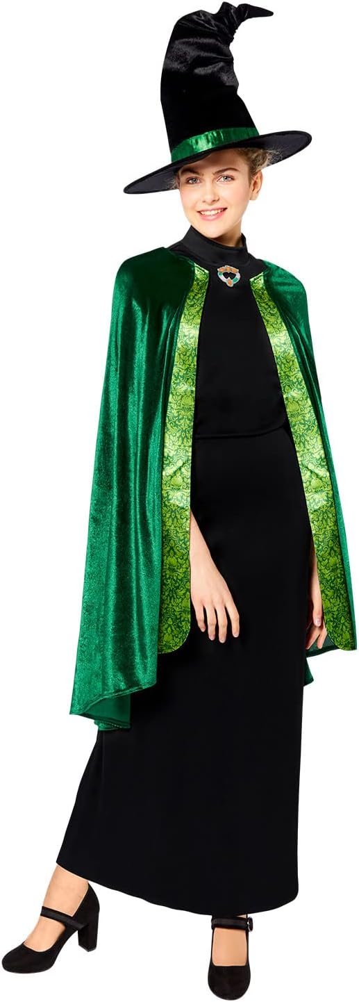 Amscan - Erwachsenenkostüm Professor Mc Gonagall aus Harry Potter, Kleid, Umhang, Hut, Magierin, Zau