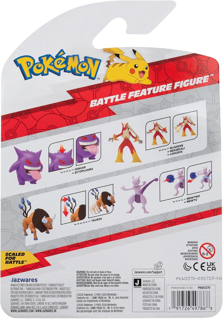 Pokémon PKW3370 - Battle Feature Figure - Mewtu, offizielle bewegliche Figuren, 11,5 cm