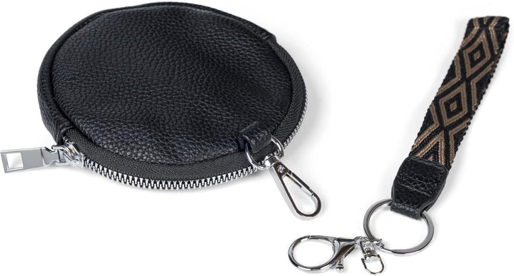 styleBREAKER Damen Halbmond Crossbody Schultertaschen Set 3-Teilig, Schultergurt mit Muster, Schlüss