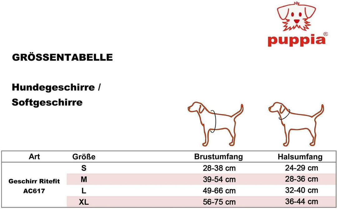 Puppia Ritefit Hundegeschirr für kleine bis mittelgrosse Hunde - verstellbar und sehr weich - Auch a