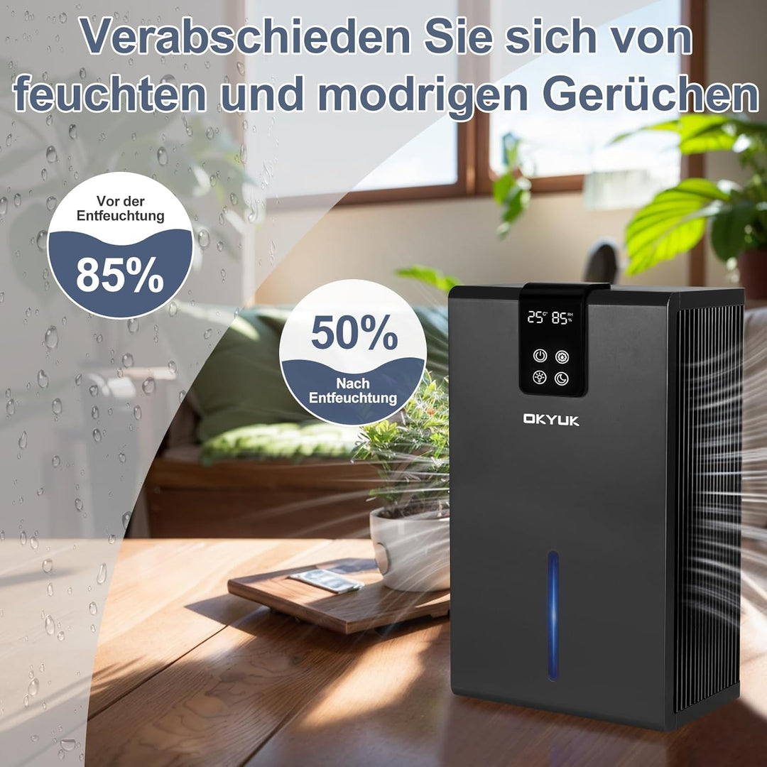 Luftentfeuchter Elektrisch 2700ml, Luftentfeuchter für Zuhause mit automatischer Abschaltung, 7-Farb
