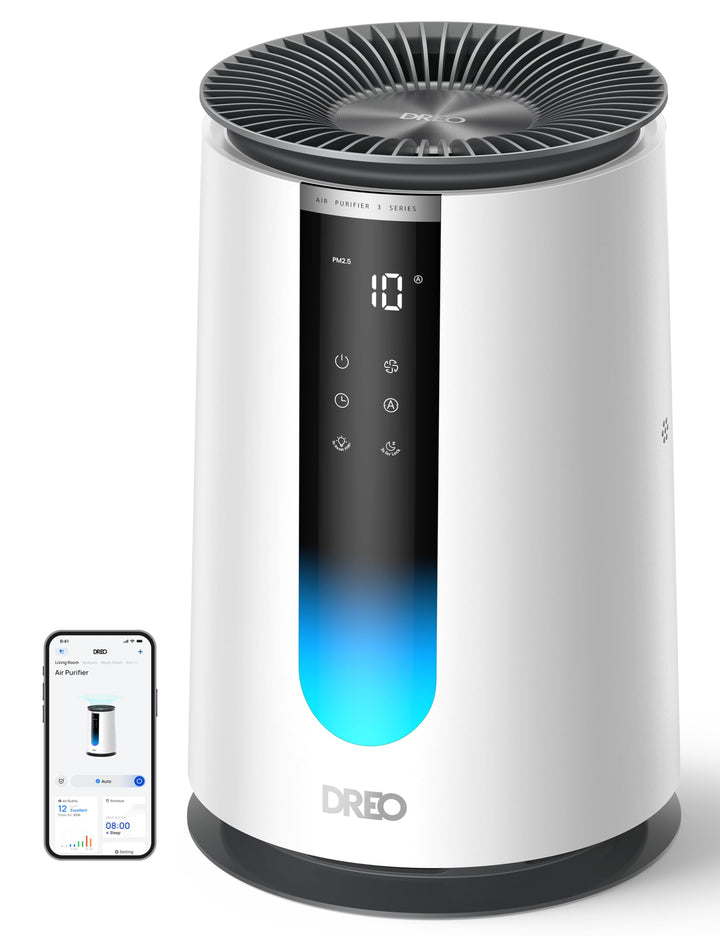 DREO-Luftreiniger für Schlafzimmer 195 m³/h CADR, Luftreiniger 338S,3-in-1-HEPA-Filter, 4 Modi, 4 Ge