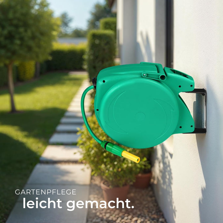 tectake® Schlauchtrommel Wandmontage, Gartenschlauch 1/2 Zoll, Wasserschlauch Aufroller, Schlauch Tr