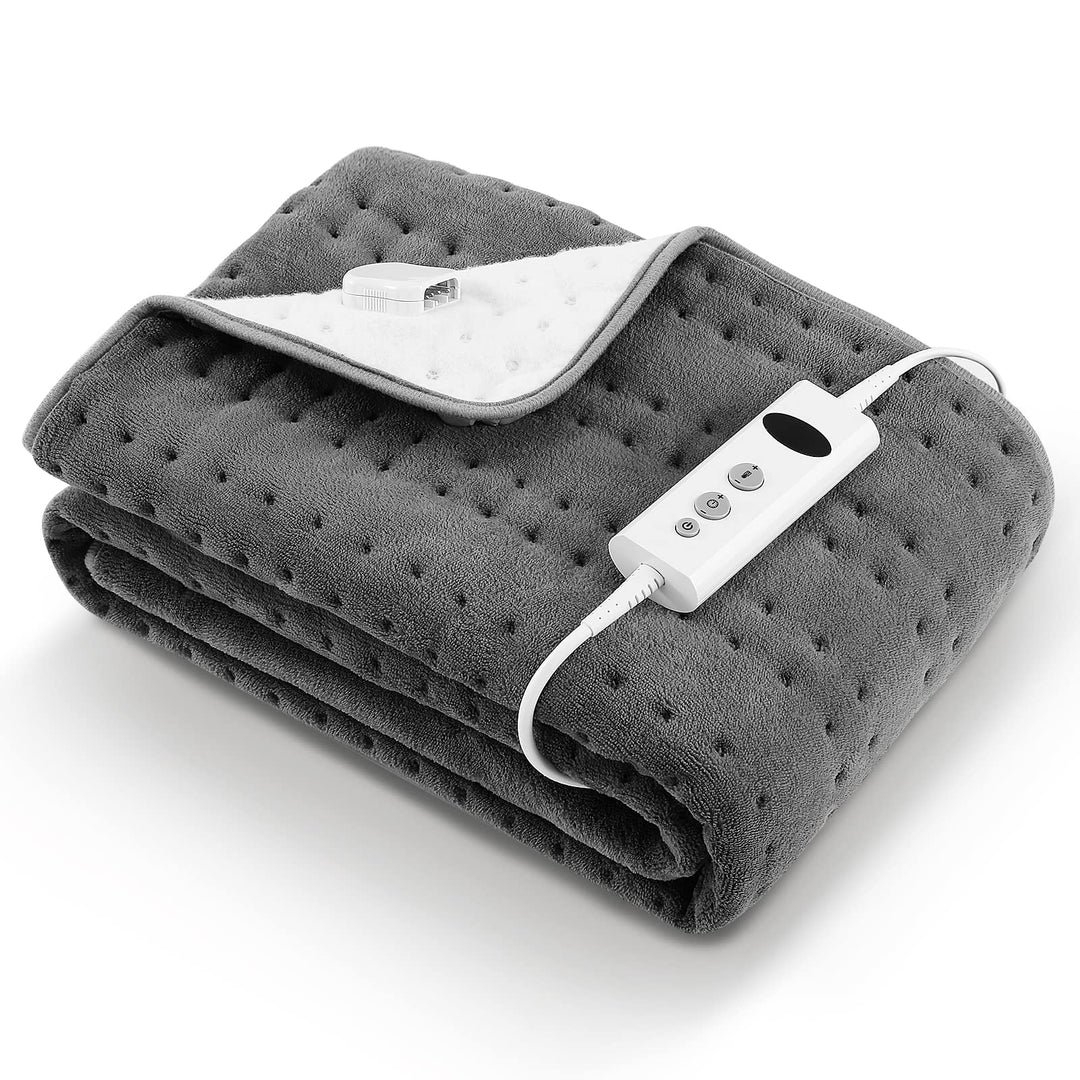 Elektrisches Wärmeunterbett 150x80cm Grey mit 10 Temperaturstufen, Abschaltautomatik & Überhitzungss