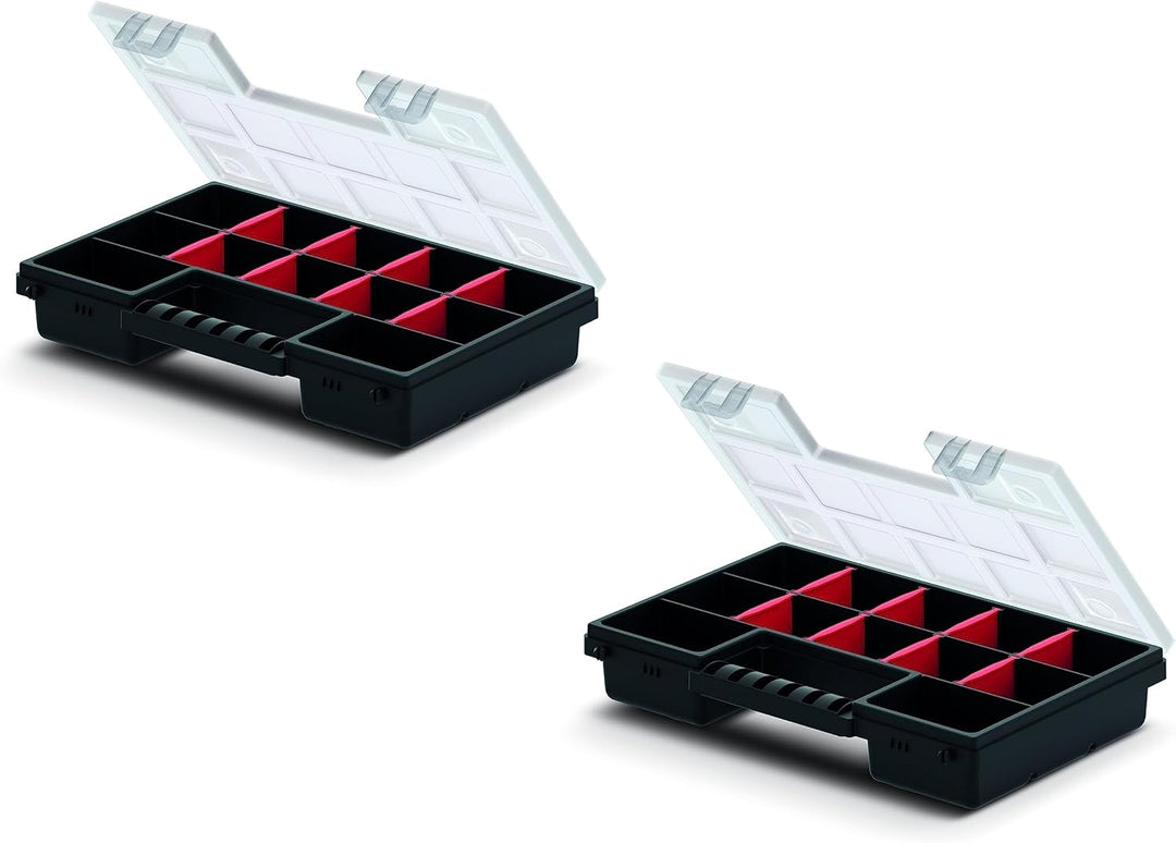 Mivos Doppelseitig Sortimentskasten 12” für Zubehör und Kleinteile - 2 seitig Sortimentsbox 287 x 18