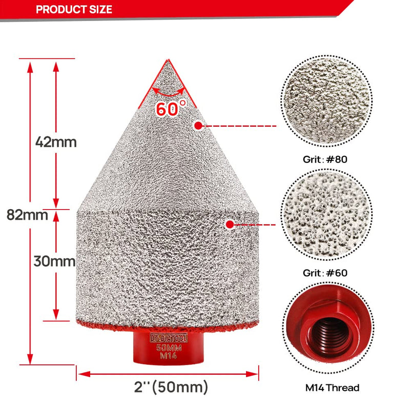 DT-DIATOOL Diamant-Fasen-Finger-Bit zum Abschrägen, Vergrössern, Trimmen, vorhandene Löcher von Porz