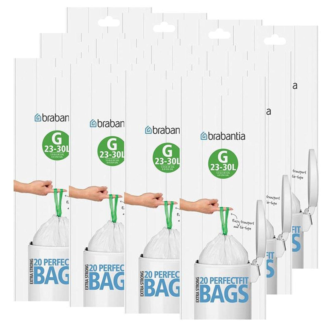 Brabantia Abfallbeutel / Müllbeutel / Mülltüte, Codierung G, 30 l, 12 Rollen á 20 Tüten, zusammen 24
