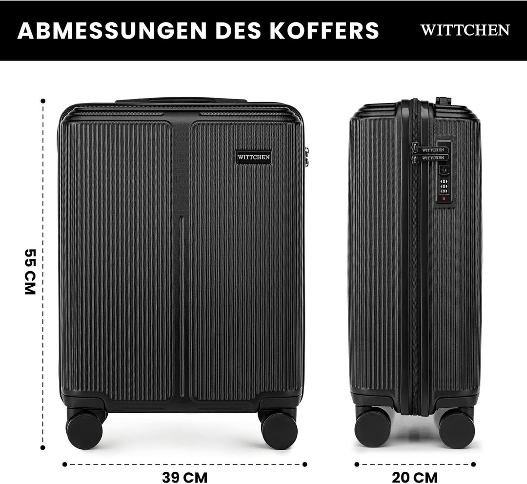 WITTCHEN Stripes Line | Kabinenkoffer 55 × 39 × 20 cm (M) | Hartschale ABS handgepäck Koffer 36 l, 4