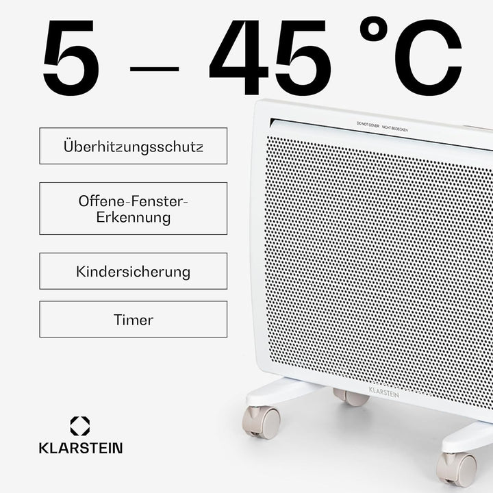 Klarstein Hot Spot Slimcurve Double 2-in-1 Heizgerät - Konvektions- und Infrarotheizung, Überhitzung