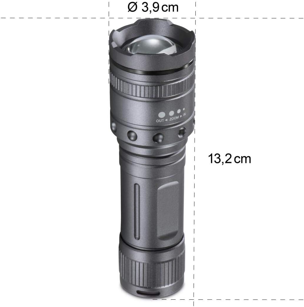 Hama LED-Taschenlampe, zoombar (Stossfeste Lampe für Outdoor, ausdauerndes und extrem helles Camping