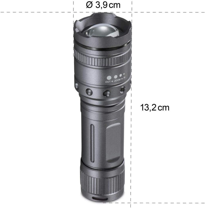 Hama LED-Taschenlampe, zoombar (Stossfeste Lampe für Outdoor, ausdauerndes und extrem helles Camping
