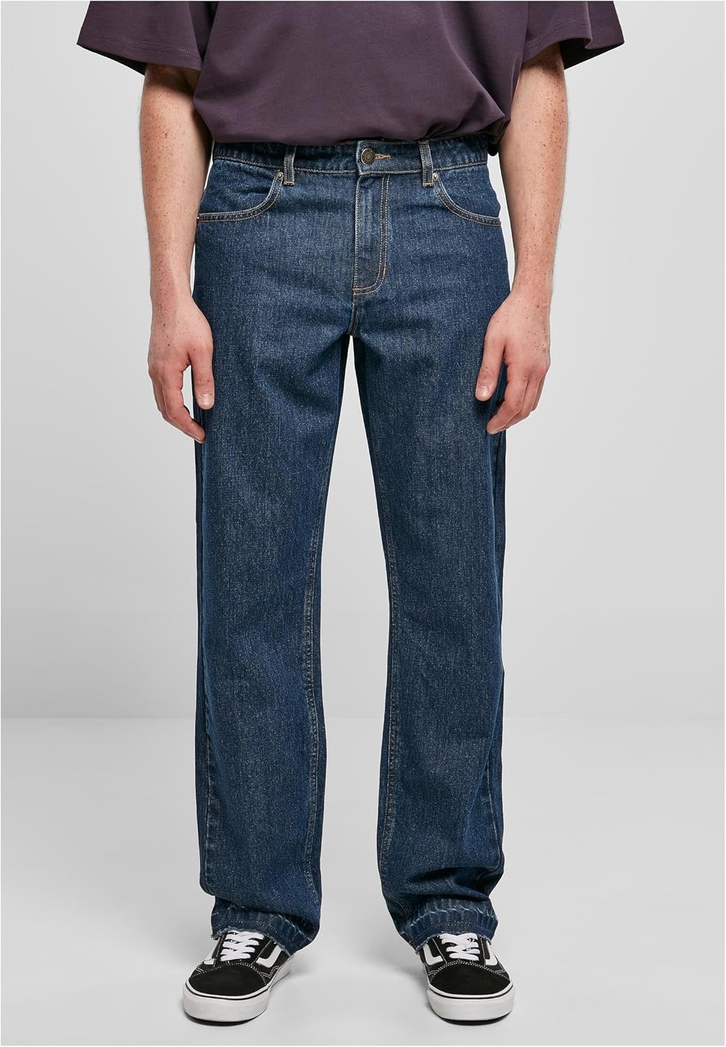 Urban Classics Herren Open Edge Loose Fit Jeans Hose, Mid Indigo Washed