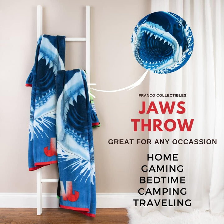 Franco Collectibles Jaws Bedding Überwurf, superweich, Mikro-Raschel, 116,8 x 152,4 cm, offizielles