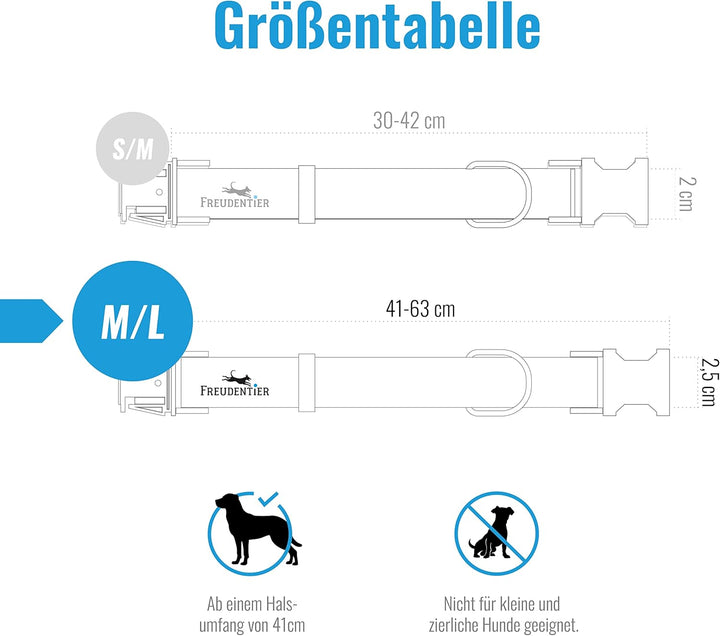 FREUDENTIER® Hundehalsband & Hundeleine aus Canvas im Set - 2m lang & 3-Fach verstellbar - Lighthous