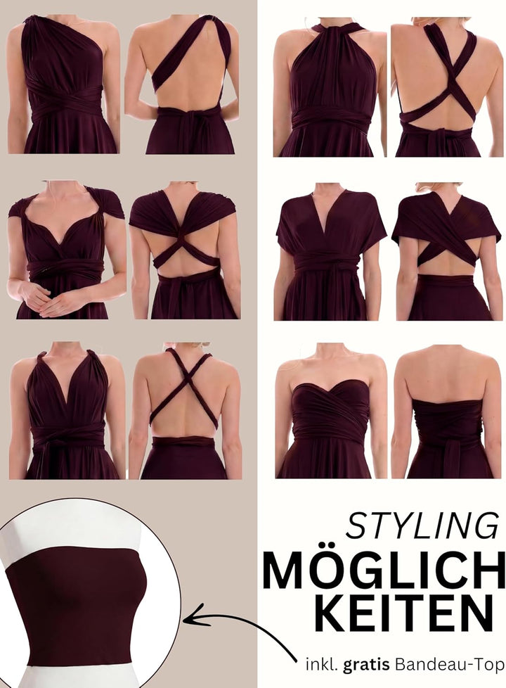 Juvell Brautjungfernkleider lang - Infinity Dress Maxi - Abendkleider elegant-festlich - Multiway-Wi