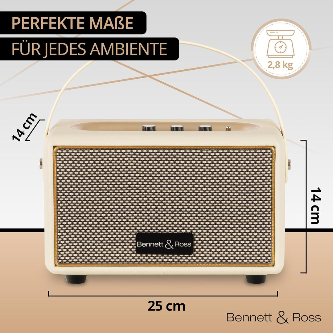 Bennett & Ross BB-820CW Blackmore Junior Version 2020 - Retro Bluetooth Lautsprecher in Lederoptik m