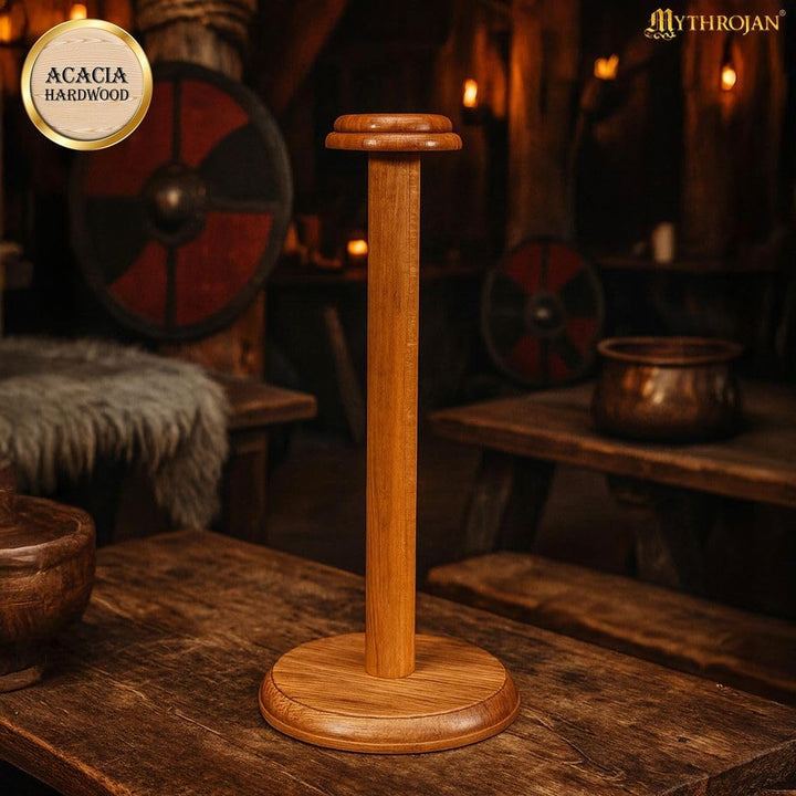 Mythrojan Mittelalterlicher Helmständer aus Holz 45,7 cm natur, 45,7 cm natur