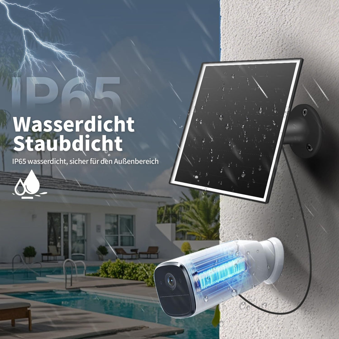 6W Solarpanel für draussen installierte Überwachungskameras mit Micro-USB- und USB-C-Anschluss, Sola