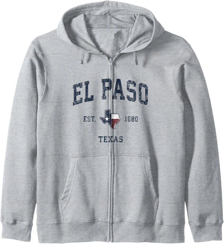 El Paso Texas TX Vintage Bundesstaatsflagge Sports Navy Kapuzenjacke