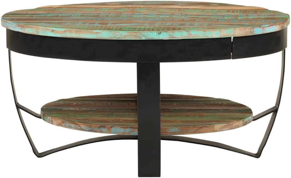 vidaXL Massivholz Couchtisch Ablage Beistelltisch Kaffeetisch Wohnzimmertisch recyceltes Massivholz,