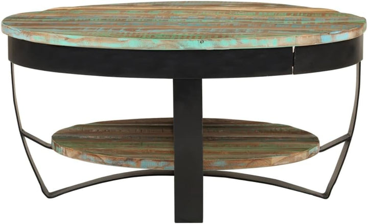 vidaXL Massivholz Couchtisch Ablage Beistelltisch Kaffeetisch Wohnzimmertisch recyceltes Massivholz,