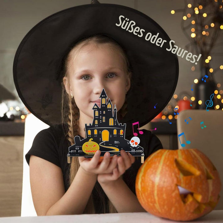 PEMENOL Halloween Burg Löt bausatz Musik Kürbis Skelett Leuchte Elektronik Bausatz mit Atmende LED L