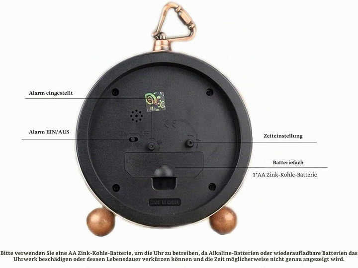 Maxspace Wecker Analog Ohne Ticken,Retro Wecker Batteriebetriebe Laut für Tiefschläfer,Wecker Ohne S