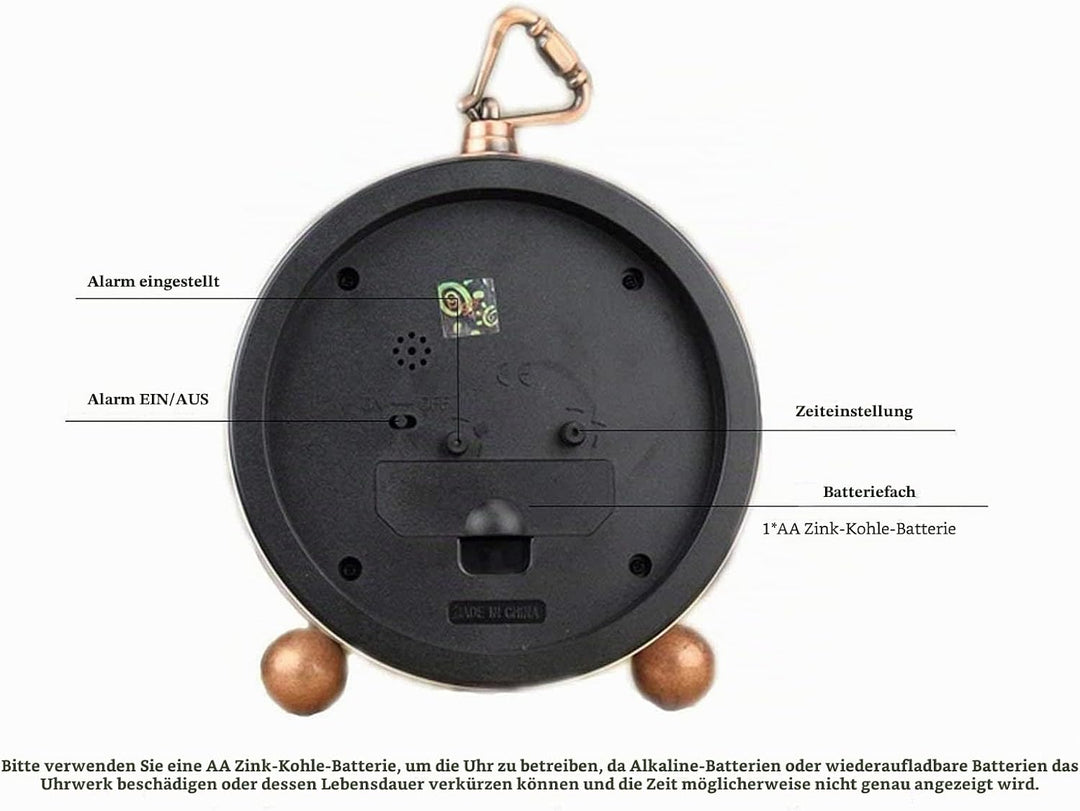 Maxspace Wecker Analog Ohne Ticken,Retro Wecker Batteriebetriebe Laut für Tiefschläfer,Wecker Ohne S