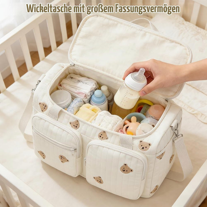 Aucuu Wickeltasche, Babytasche Mama Tasche, Kliniktasche Geburt Stickerei, Gross Mommy Bag, Henkelta