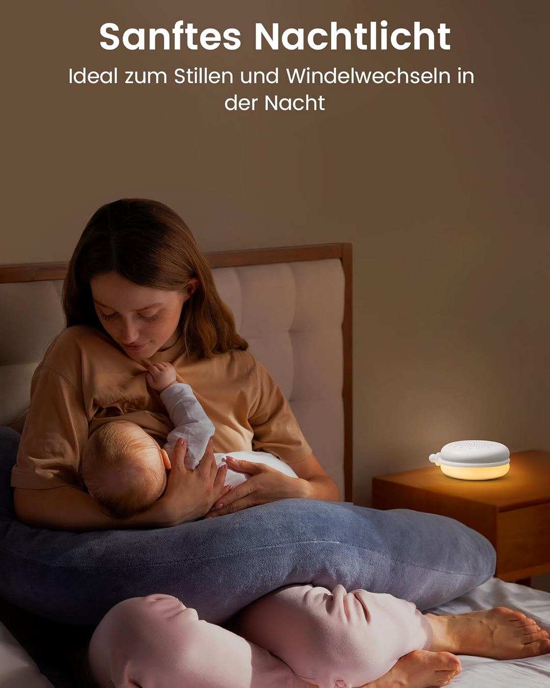 Glocusent White Noise Machine Baby mit Nachtlicht Dimmbar – 34 Klänge Weisses Rauschen Baby Tragbar,