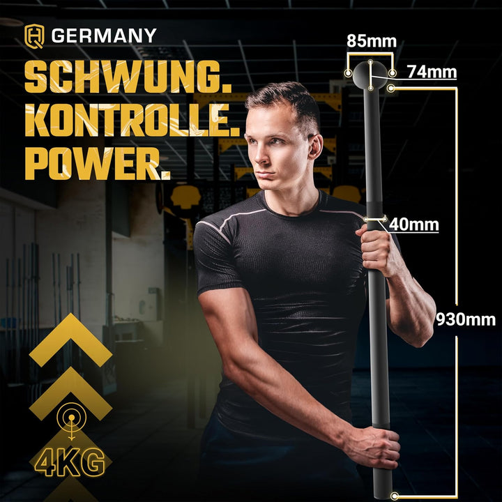 HQ Germany® Macebell [2-10kg] - 100% Stahl, ±200g Gewichtstoleranz - Pulverbeschichtete Mace Bell, G