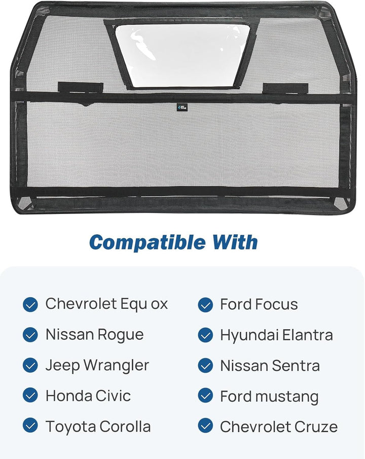JOYTUTUS Hundegitter Auto, Schutznetz Barriere Trennnetz, mit Sichtfenster, Universal Hunde Trenngit