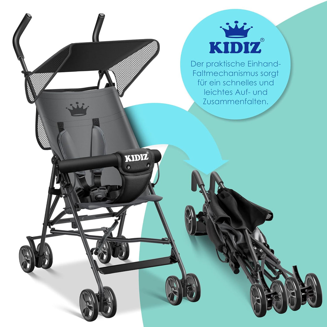 KIDIZ® Kinderwagen CITY Buggy Kinderbuggy klappbar Sportwagen Faltbar 360° 4-Zoll-Räder Inkl. Sonnen
