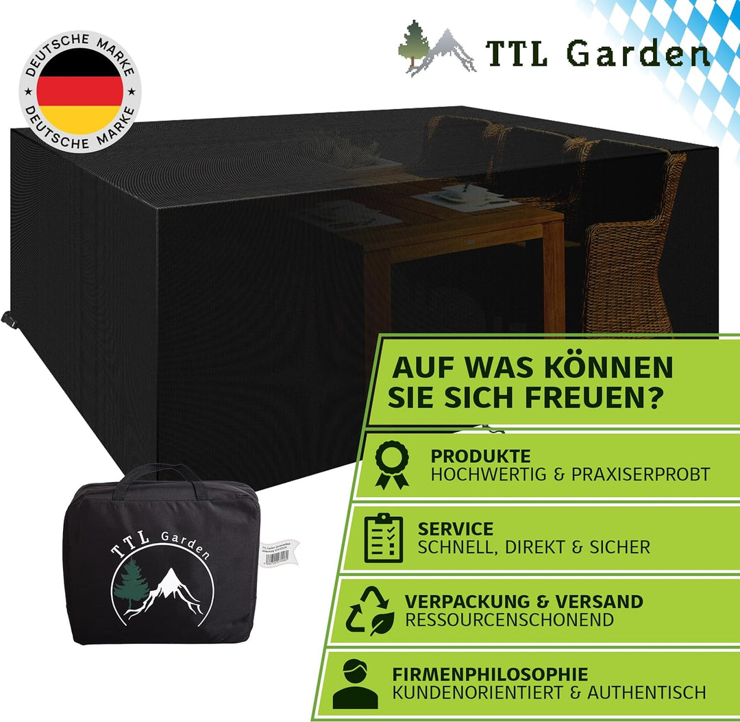 TTL Garden 213x132x74cm Premium Gartenmöbel Abdeckung - 600D Oxford Gewebe wasserdicht mit Schnallen