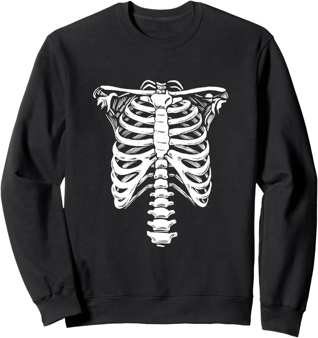 Skelett Brustkorb | Lustiges einfaches Halloween Kostüm Sweatshirt