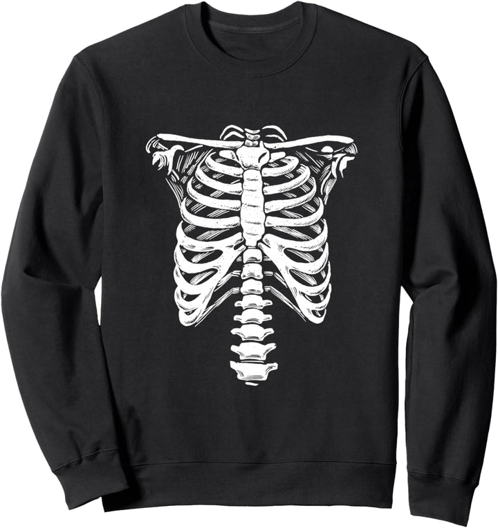 Skelett Brustkorb | Lustiges einfaches Halloween Kostüm Sweatshirt