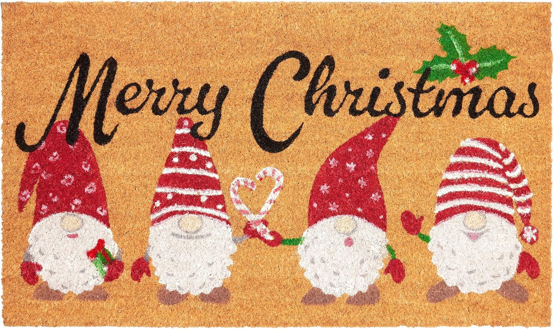 BRUBAKER Weihnachtsfussmatte für Aussen und Innen - Merry Christmas mit Wichtel Zwergen - 45 x 75 cm