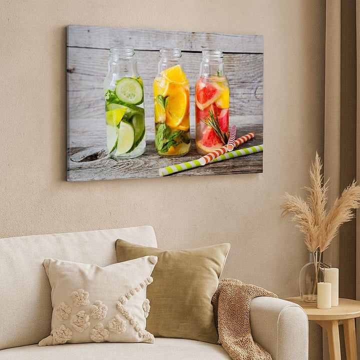 Bilder auf Leinwand 100x70cm Leinwandbild Eis Minze Erfrischung Getränke Gross Wanddeko Bild Schlafz