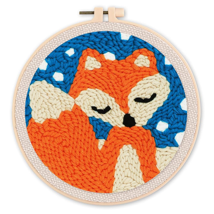 Figured'Art Punch Needle Set für Erwachsene - Stickerei, ideal für Anfänger - Fuchs im Schnee - 20x2