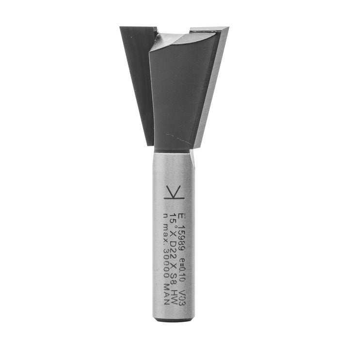 ENT 15989 Gratfräser HW, Schaft (S) 8 mm, Durchmesser (D) 22 mm, NL 22 mm, E 15°, SL 32 mm, ohne Vor