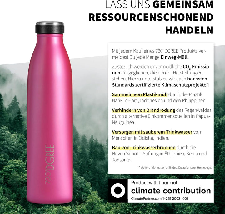 720°DGREE Edelstahl Trinkflasche “milkyBottle” - 750ml - BPA-Frei, Auslaufsicher, Kohlensäure geeign