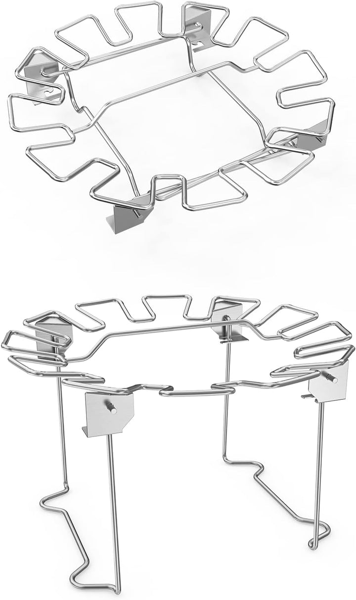 onlyfire Hähnchenschenkel Halter mit Auffangschale für 12 Keulen, Edelstahl Hähnchen Ständer, Hähnch