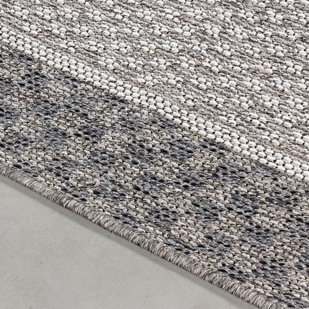HomebyHome Outdoor Teppich Grau 60x100 cm für Küche, Terrasse, Balkon, Garten, Camping sowie Wohnzim