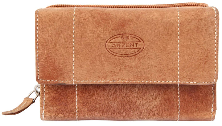 Akzent Damen Geldbörse aus Echtleder Anthrazit Format 14 x 9 cm Braun, Braun