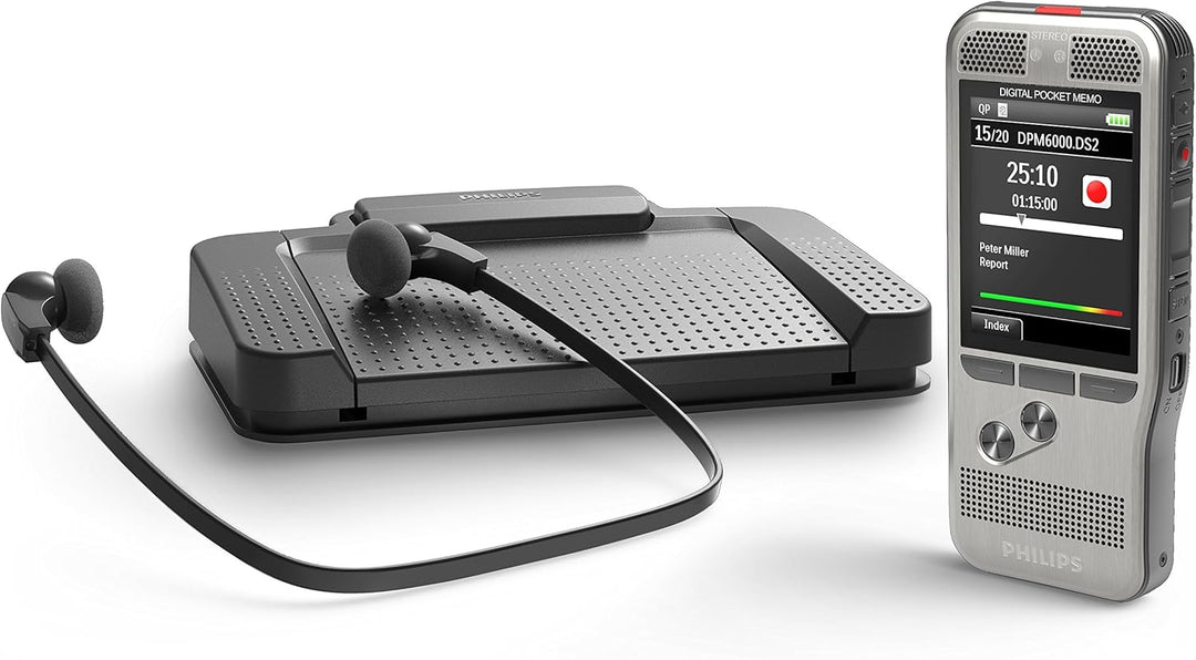 Philips DPM6700 Komplett-Set für Autor und Assistenz, enthält Diktiergerät Aufnahmegerät DPM6000, Fu
