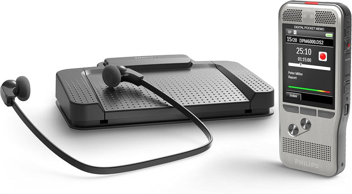 Philips DPM6700 Komplett-Set für Autor und Assistenz, enthält Diktiergerät Aufnahmegerät DPM6000, Fu