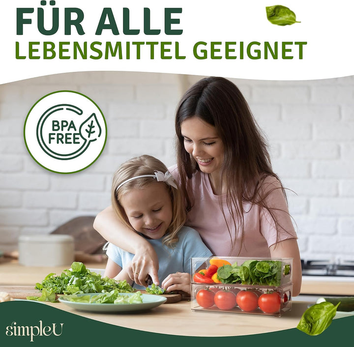 Kühlschrank Organizer 6er Set [mit 16 Aufkleber] Premium Küchen Organizer | Aufbewahrungsbox für Küh