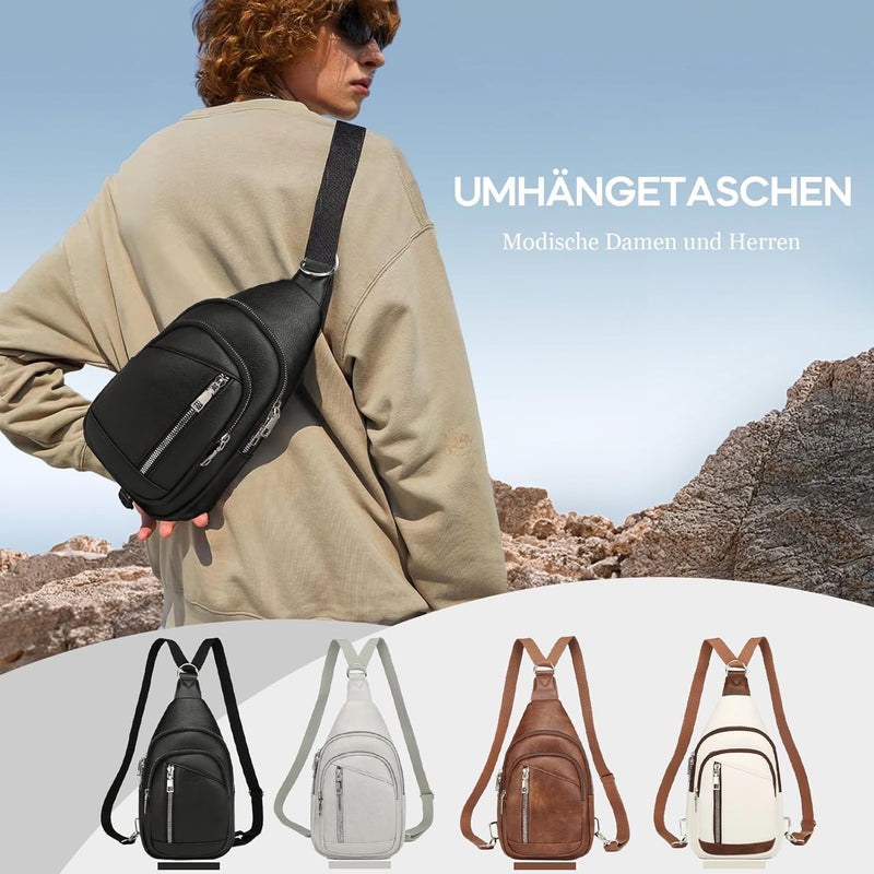 Kaiyaner Brusttasche Damen Umhängetasche Herren Crossbody Bag Handytasche zum umhängen 2 in 1 Schult