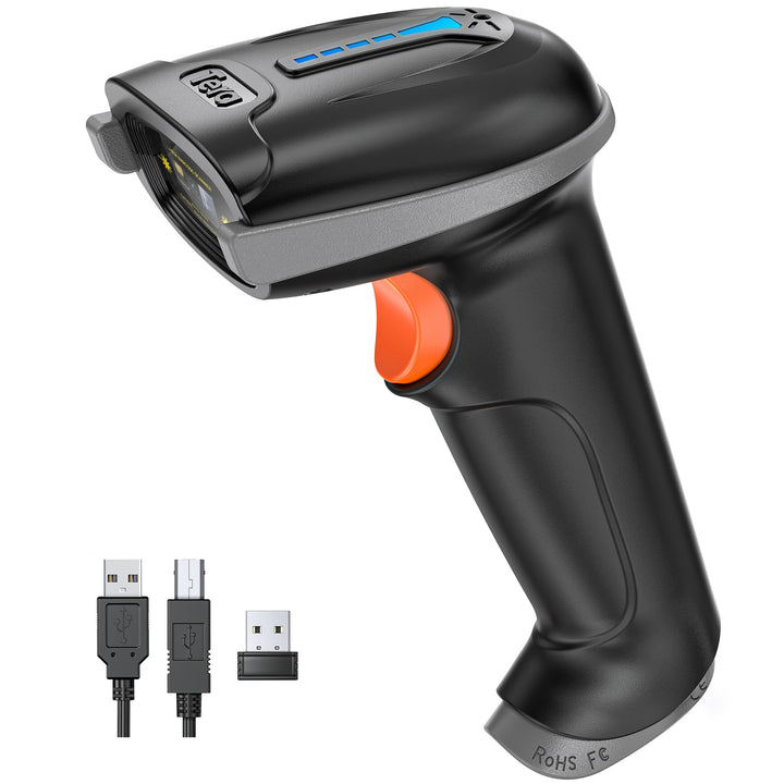 Tera Kabelloser Barcodescanner Handheld 1D Laser Wireless und USB Wired mit Akkustandsanzeige, Extra