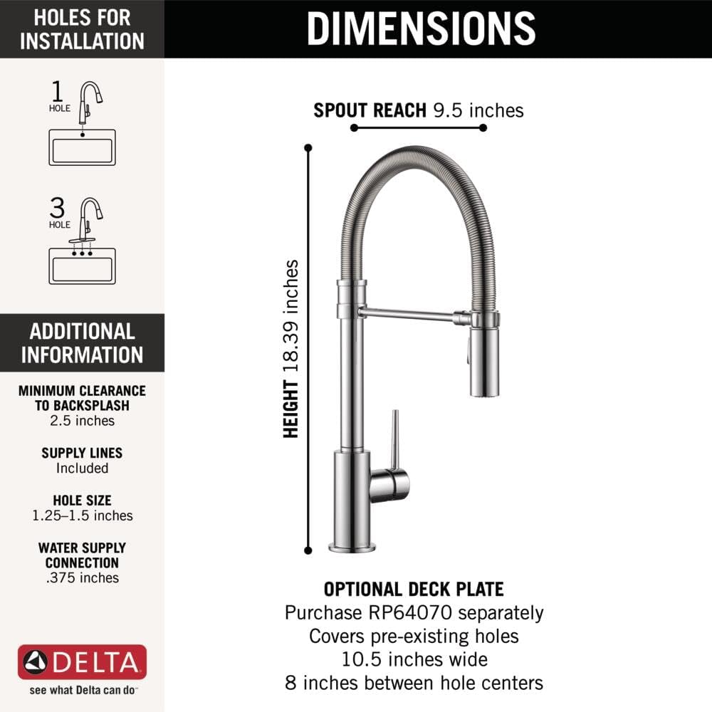 DELTA Trinsic Pro Einhebel-Federauslauf Küchenspüle Wasserhahn mit herausziehbarem Sprüher und magne